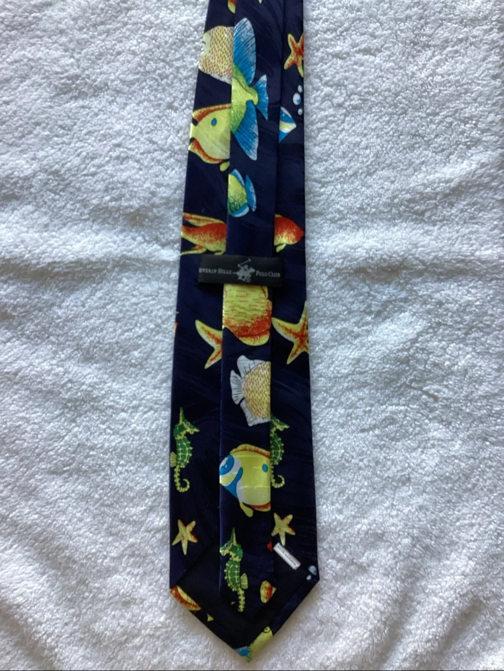 Beverly Hills Polo Club Black Tie with Blue & Green Tropical Fish